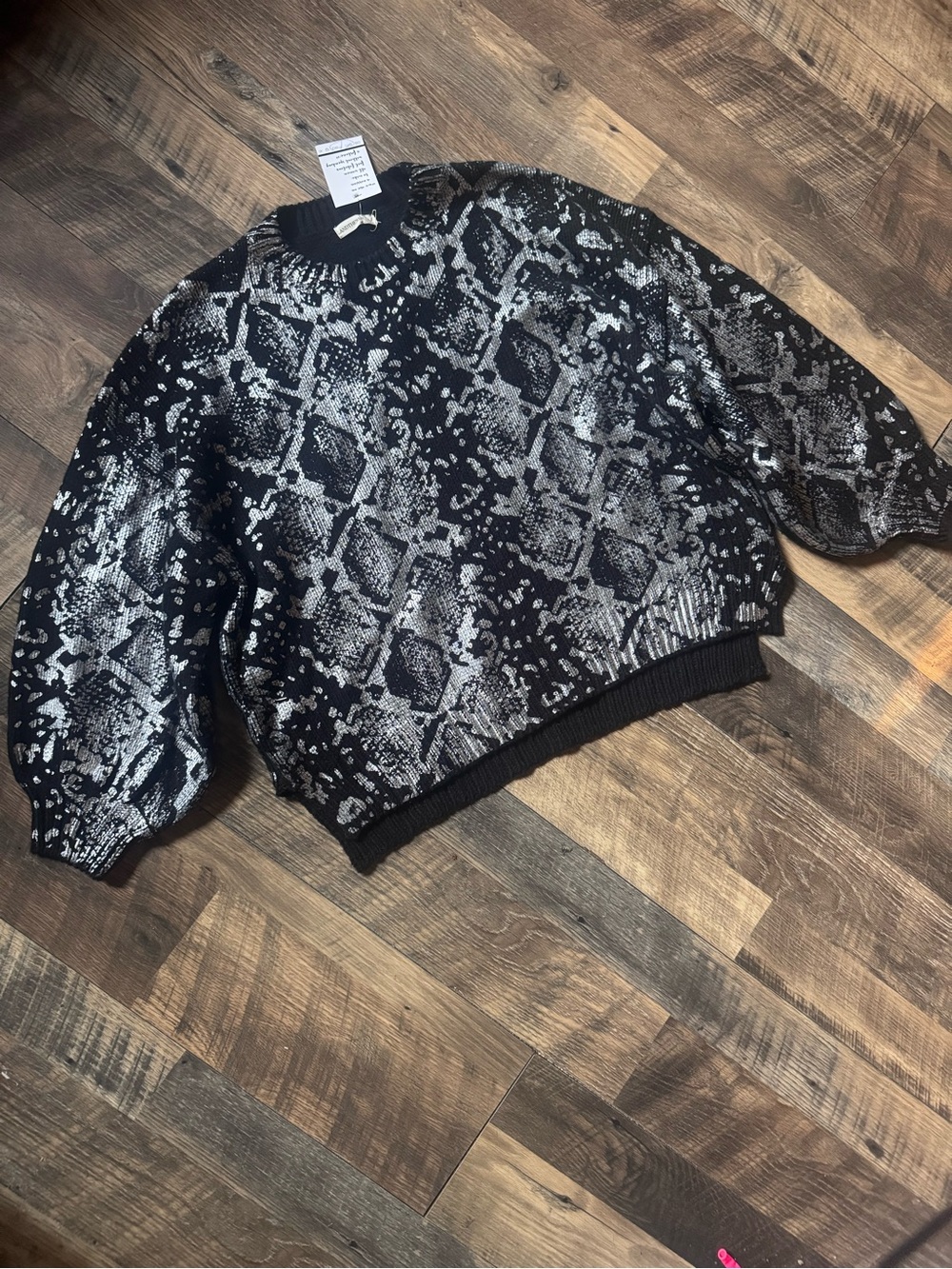 Snake-Print Black & Silver Women's Sweater